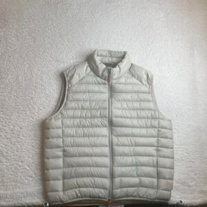 Save the duck men's beige white ultra light quilted puffer vest animal free xl